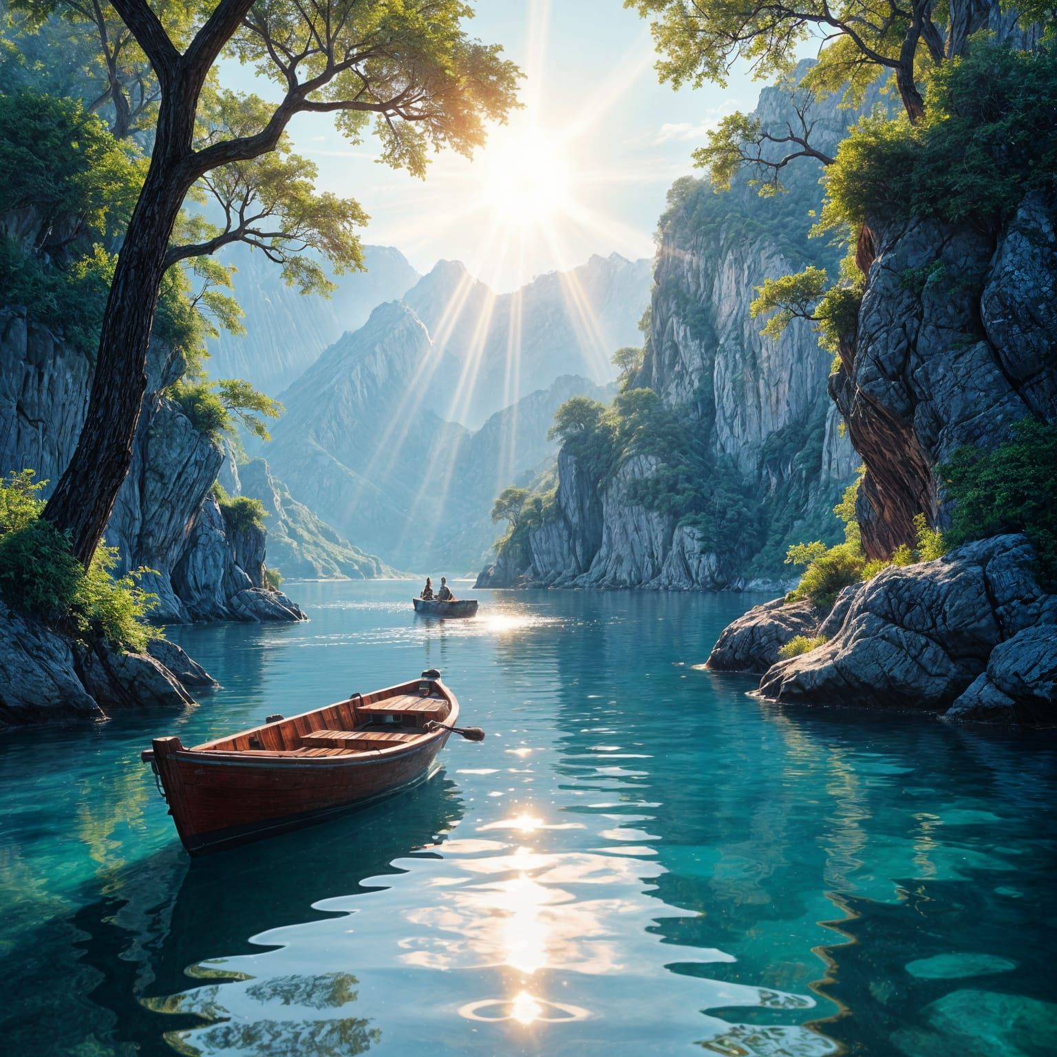Serene Sunshine Rays Over Tranquil Landscape