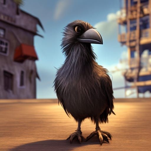 Cartoon Raven Concept Art in 3D Style