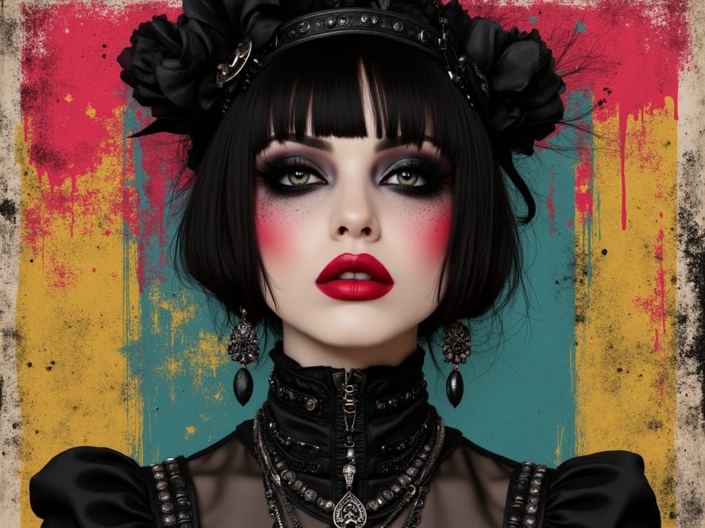 Gothic Abstract Portrait of Melancholic Young Woman