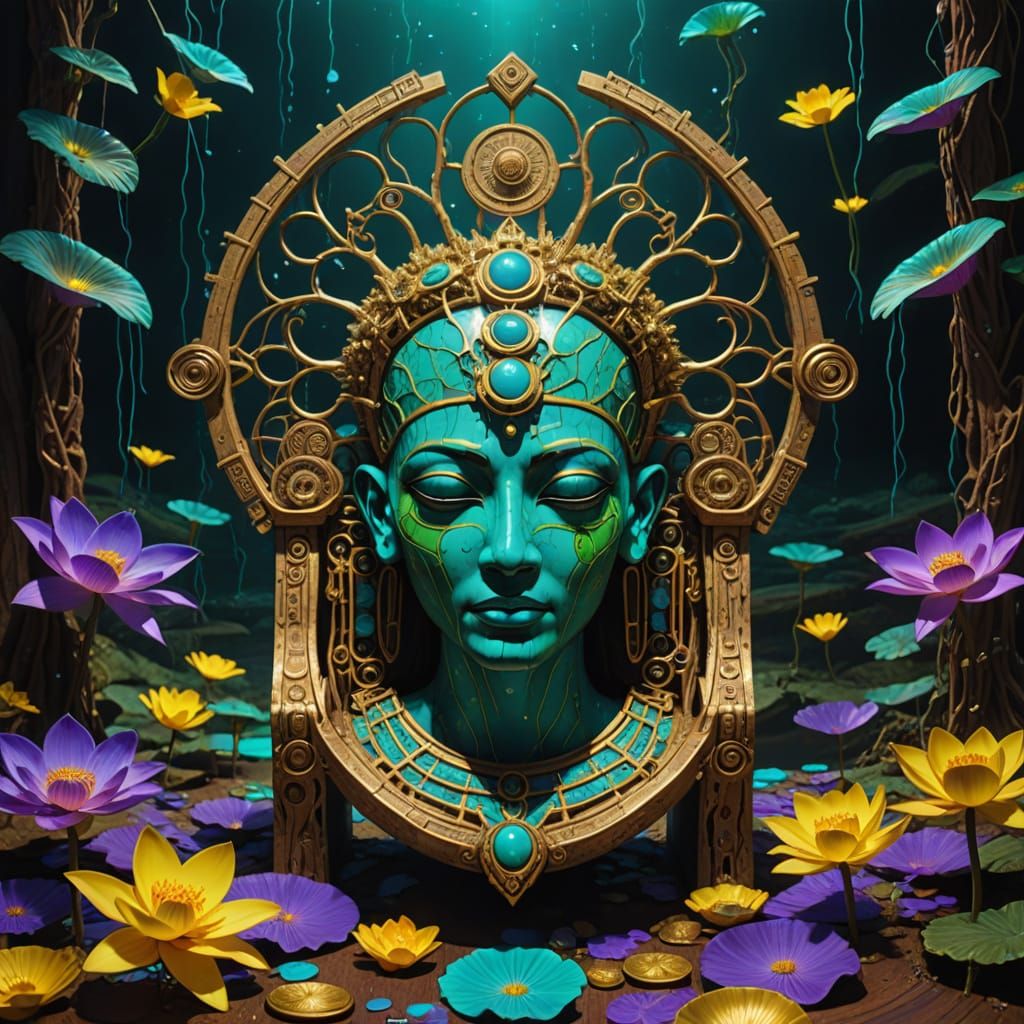 Mystical Egyptian Throne in Vibrant Dreamscapes