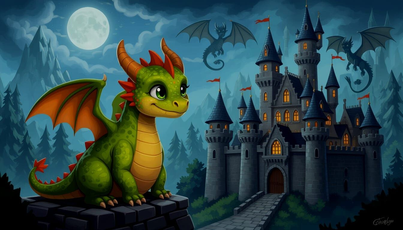 Whimsical Baby Dragon Castle Mirrors Dark Academia Castle