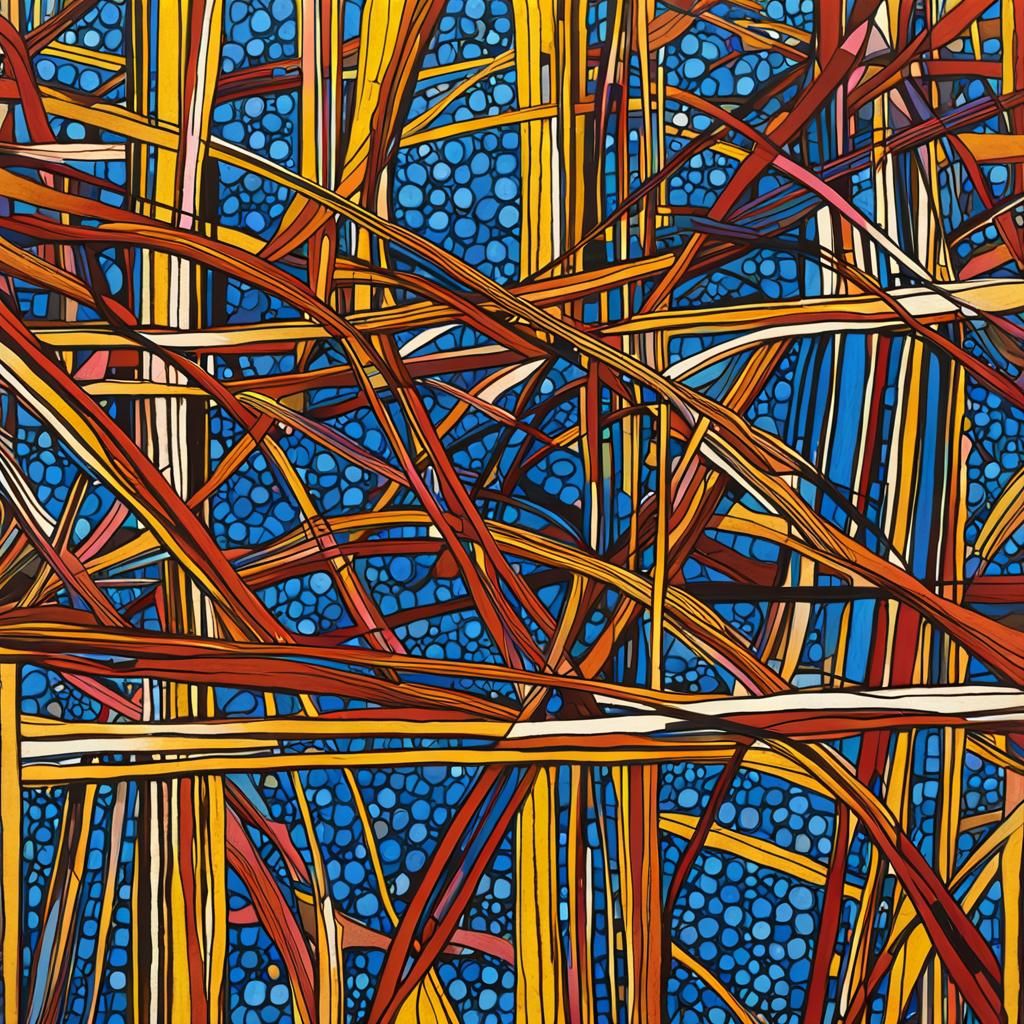 Abstract Expressionist Composition with Circles, Hearts and ...