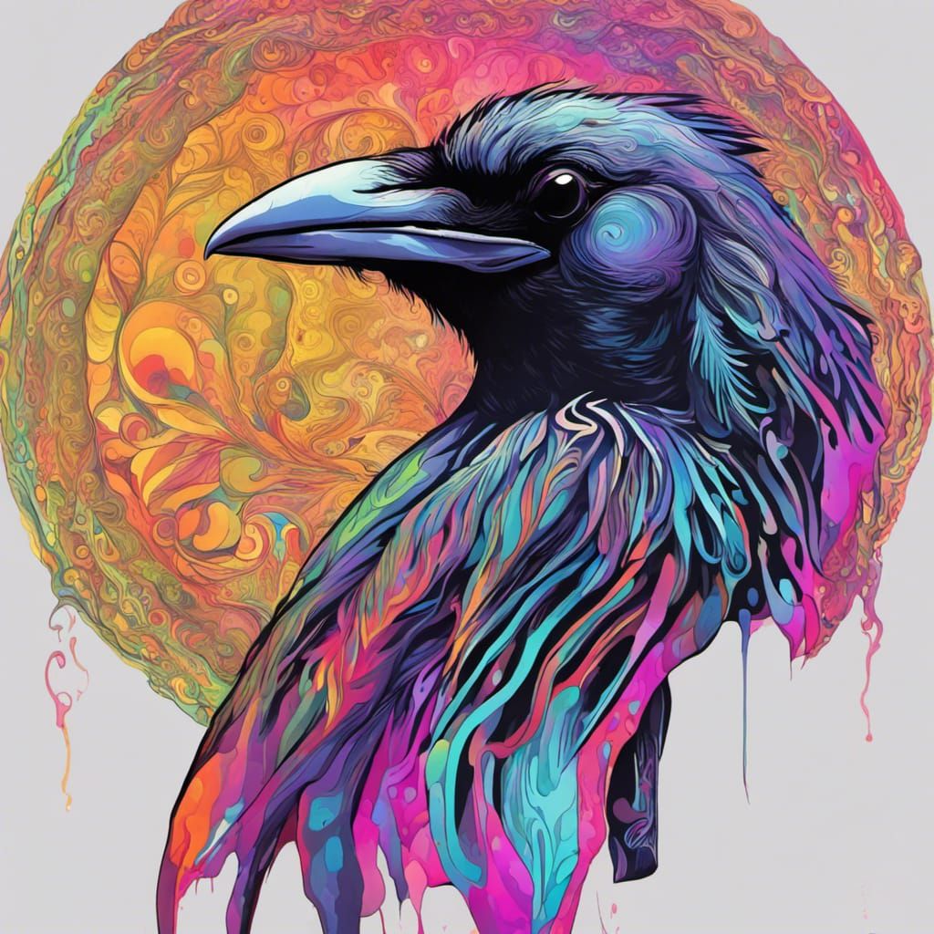Psychedelic Crow Art: Vibrant and Surreal