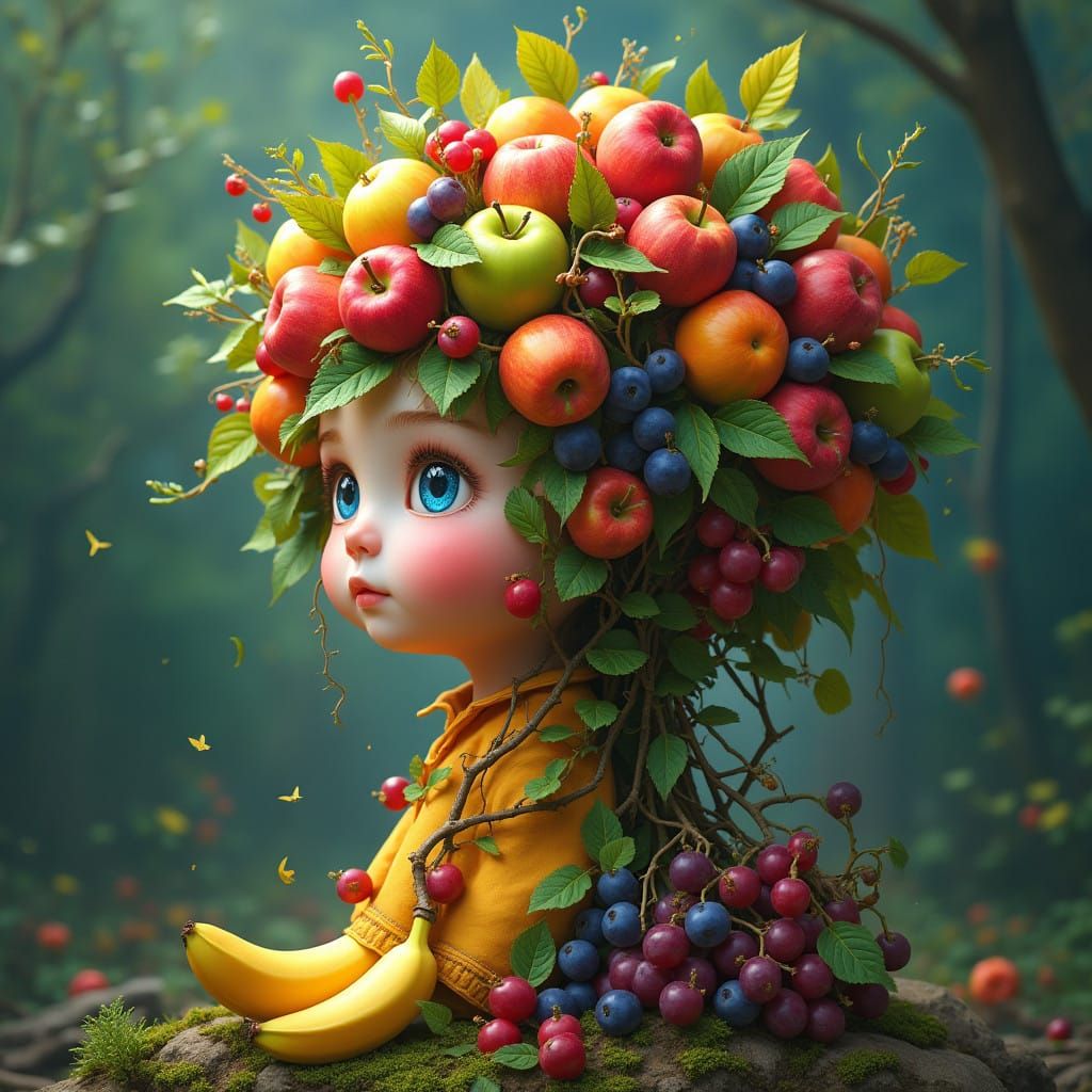 Fruit Child in Whimsical Fantasy Realism
