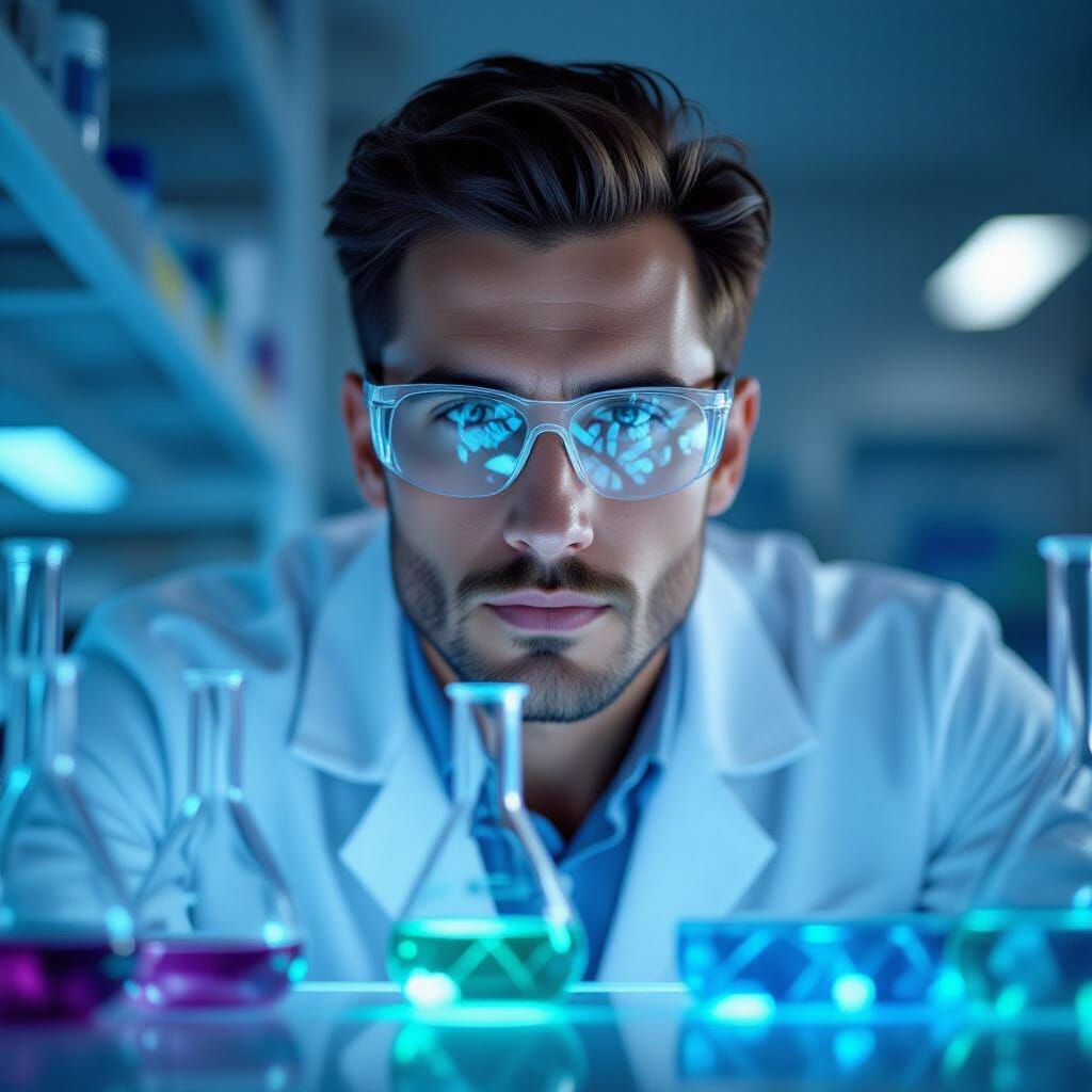 Pseudo-Scientist in Hi-Tech DNA Lab Portrait