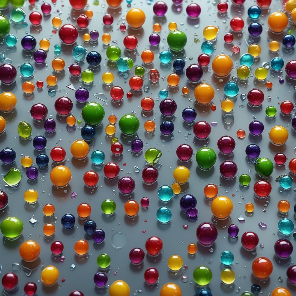 Rainbow Glass Fruits on Crystal Table: Digital Art