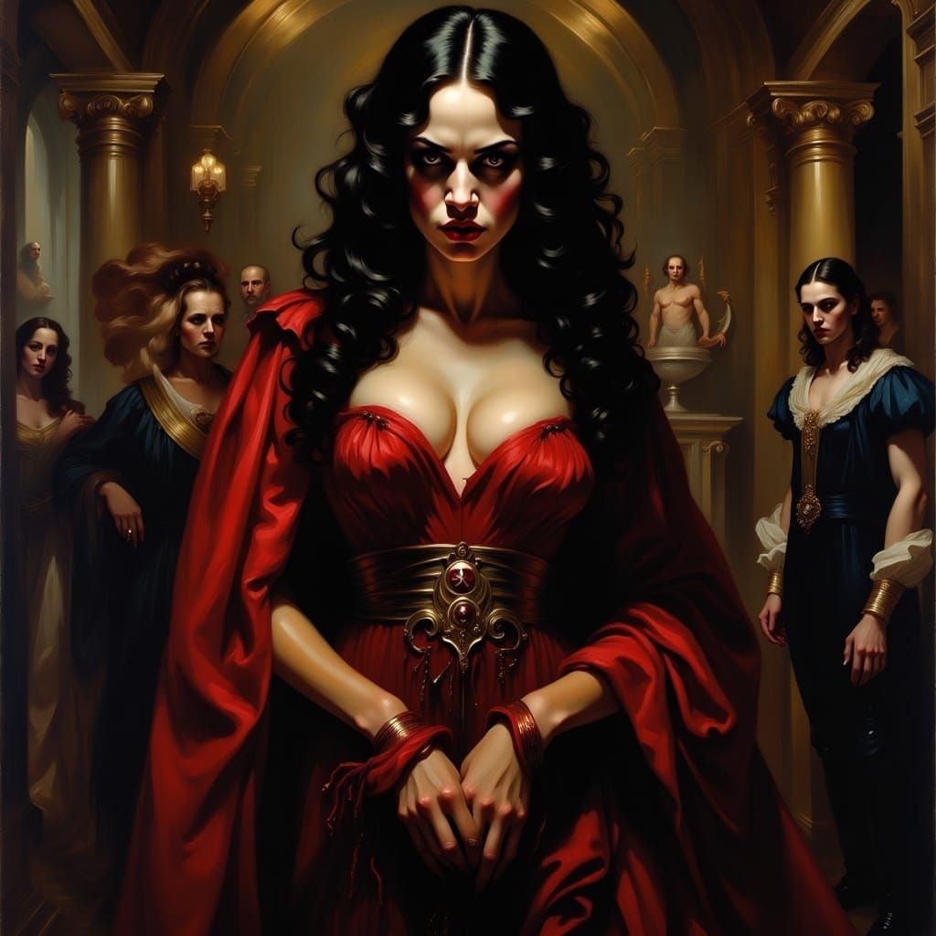 Roman Vampire Domina in Chiaroscuro Lighting