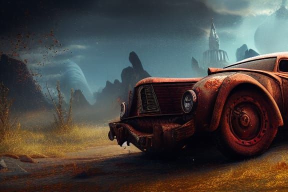 Post-Apocalyptic Car: Detailed Matte Painting