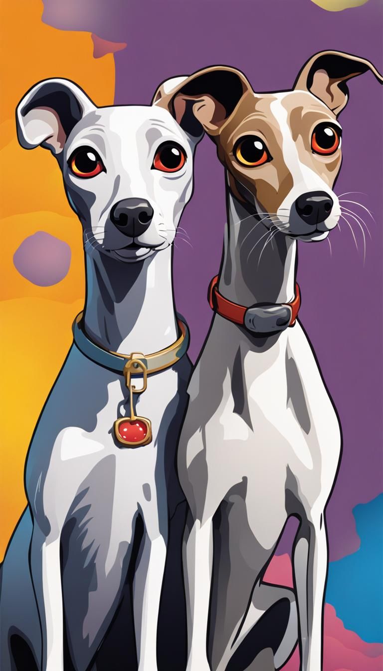 Italian Greyhounds in Disney Cartoon Style