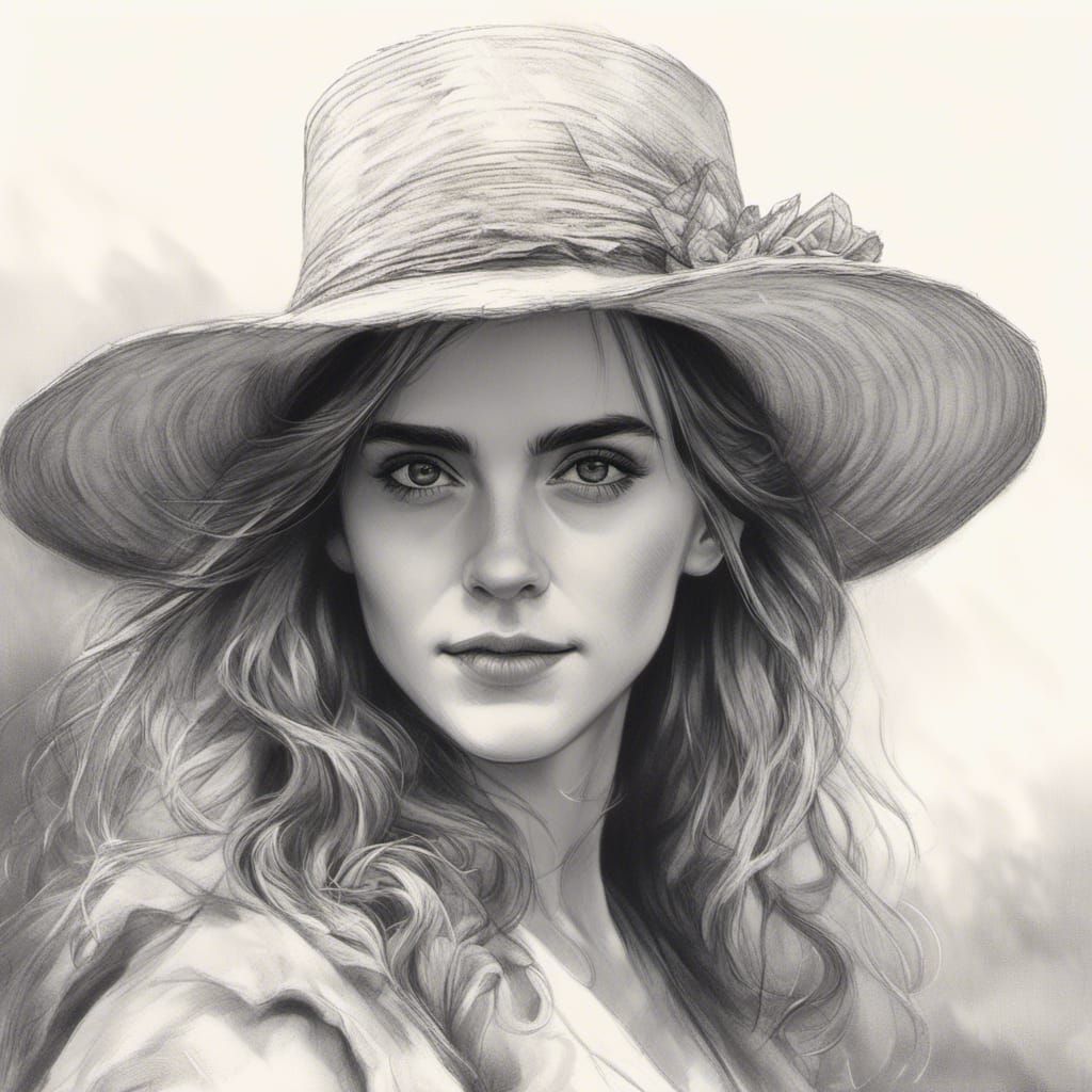Beautiful Pencil sketch of  Emma Watson in the Heath