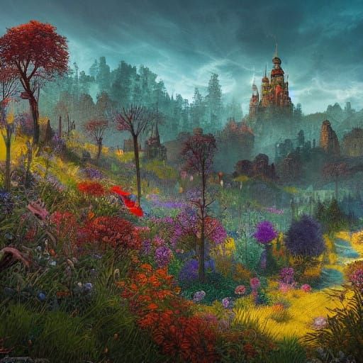 Whimsical Ukraine Fantasy Landscape in Dreamlike Atmosphere
