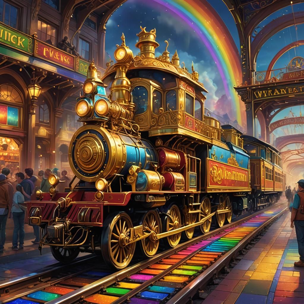 Rainbow Train Fantasy Digital Art