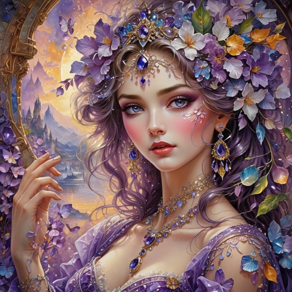 Mythical Being with Iridescent Scales in Painting Style