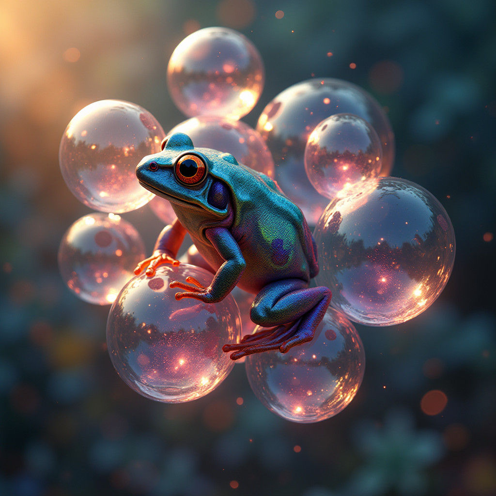 Bubbled Frogs: A Dreamlike Concept Art