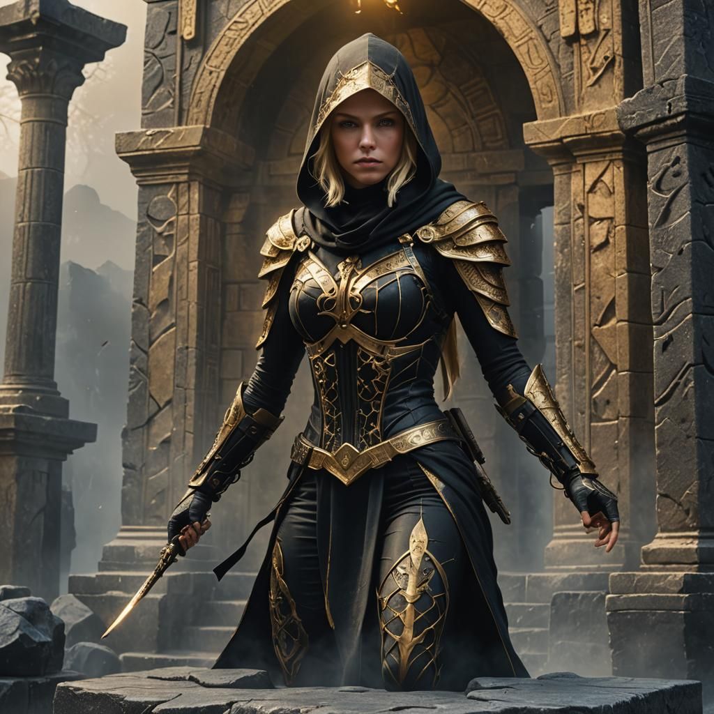 Fantasy Assassin in Misty Stone Temple