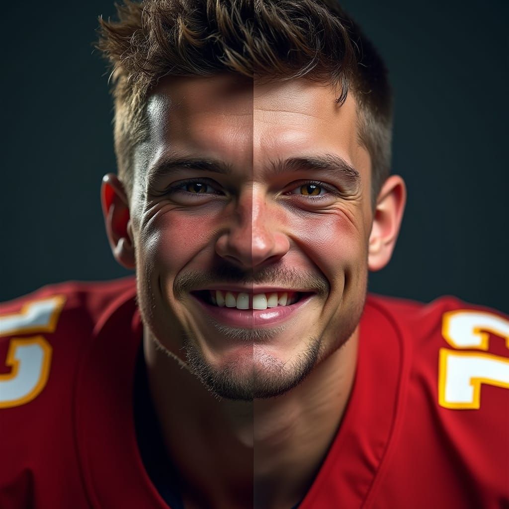 Gritty Gridiron Hero: Athletic NFL Quarterback Portrait