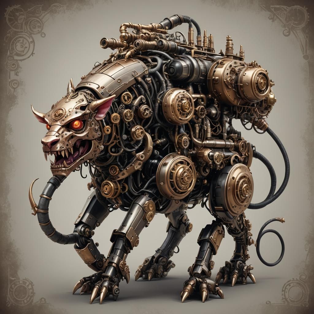 Steampunk Chimera Cyborg Engine