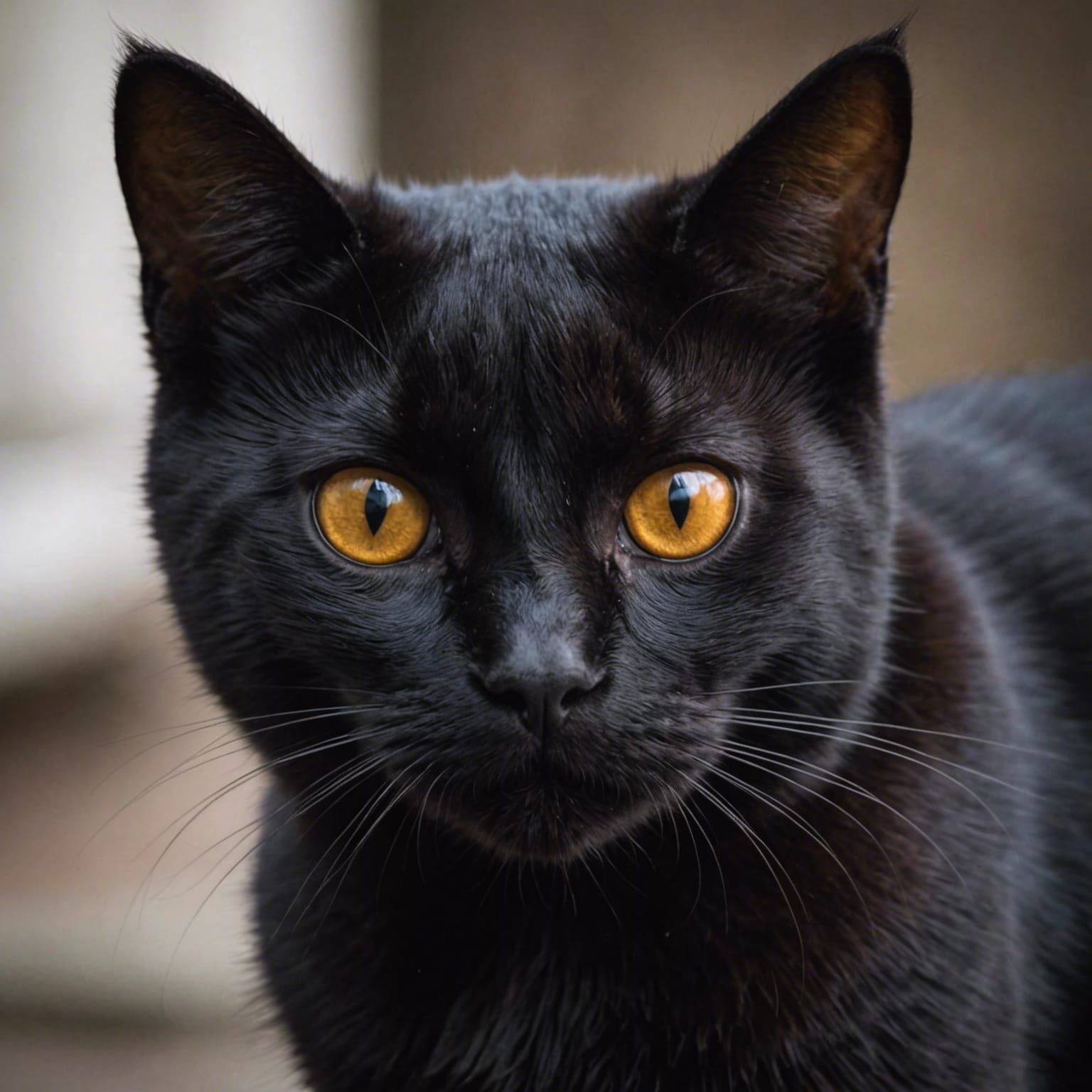 Black Cat with Deep Brown Eyes