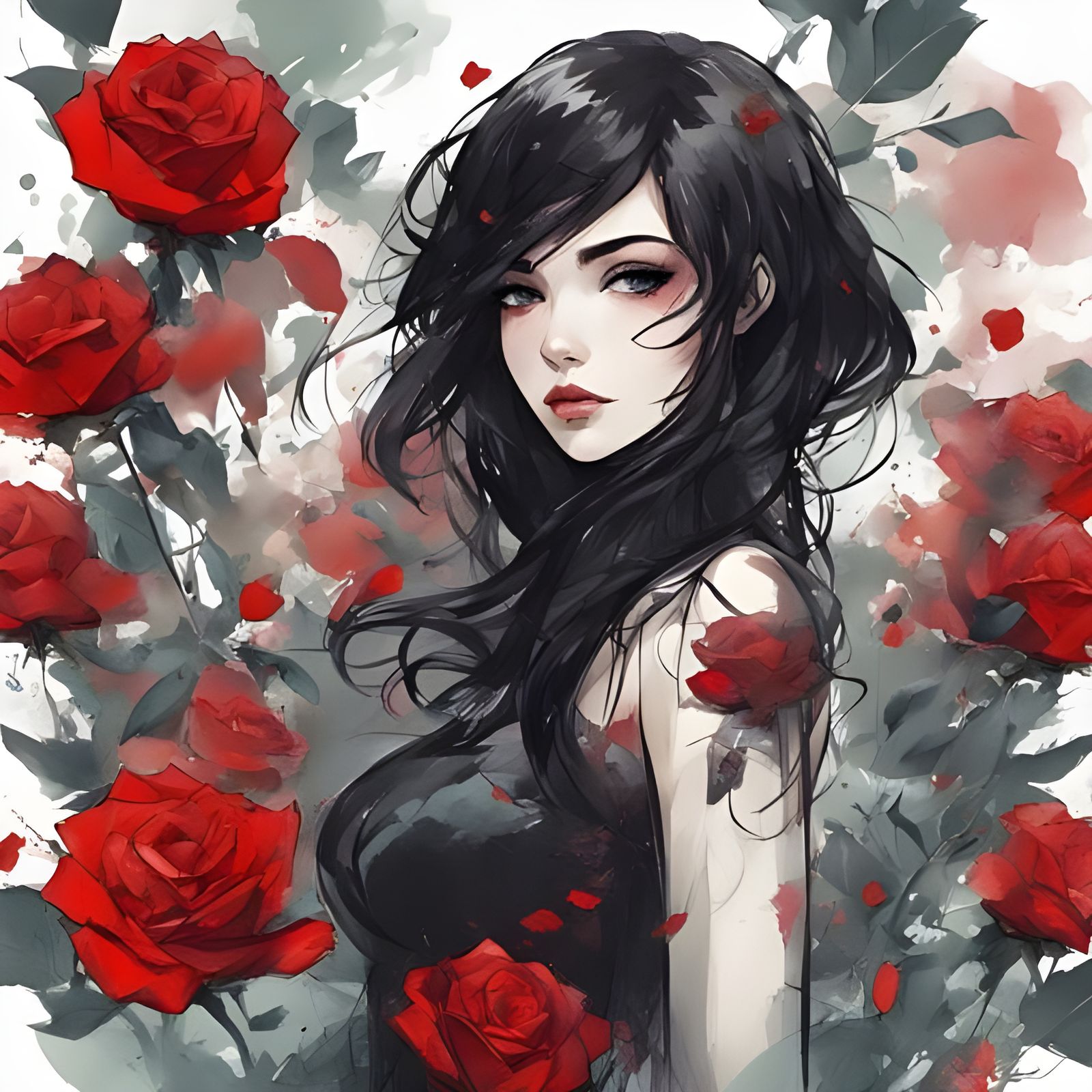 Beautiful Tatar Girl Portrait in Watercolor Style