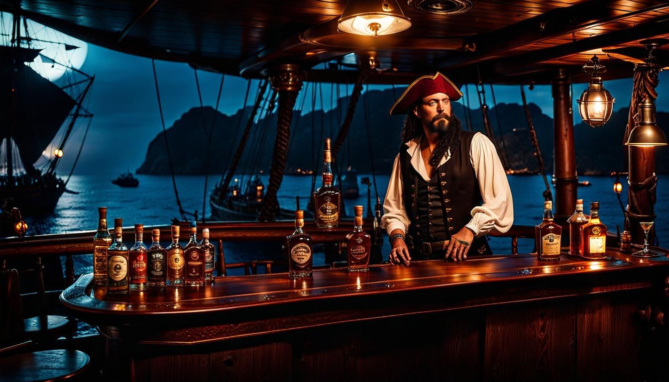 Pirate Bartender in Mythpunk Floating Bar