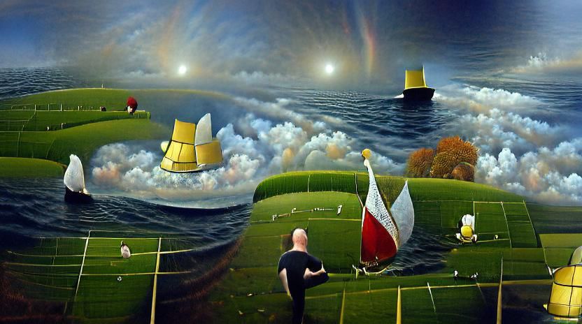 Epic Naval Voyage in Acrylic Art Style