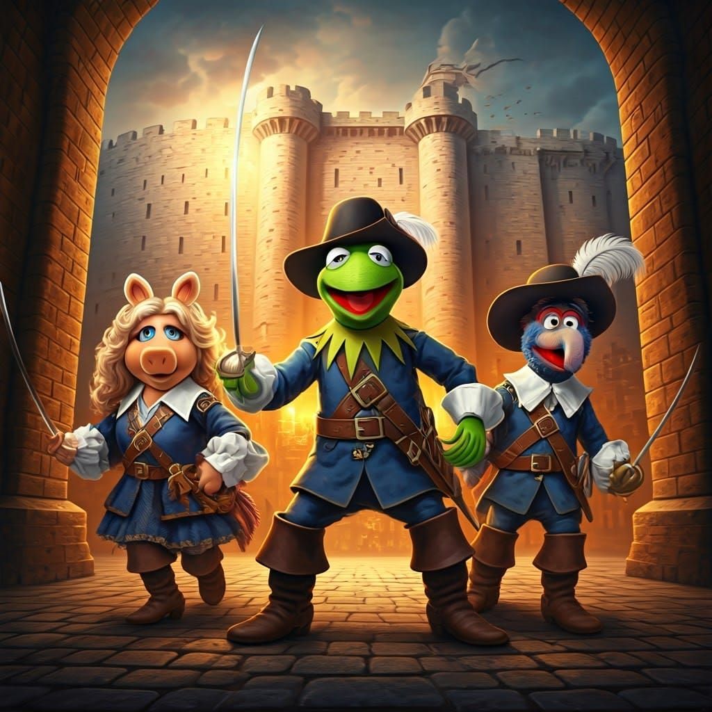 Muppet Musketeers in Hyperdetailed Oil Painting