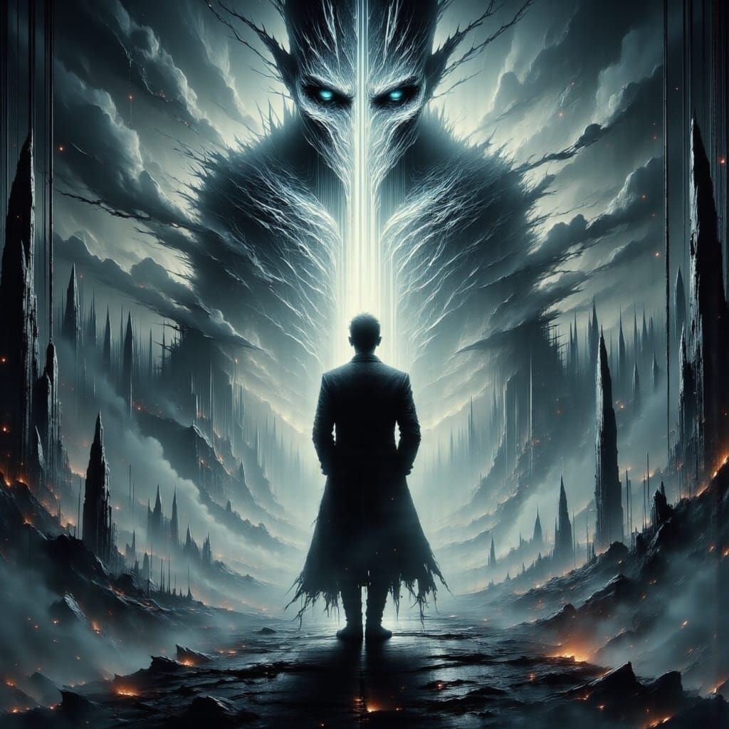 Politician Between Life and Death in Apocalyptic Landscape