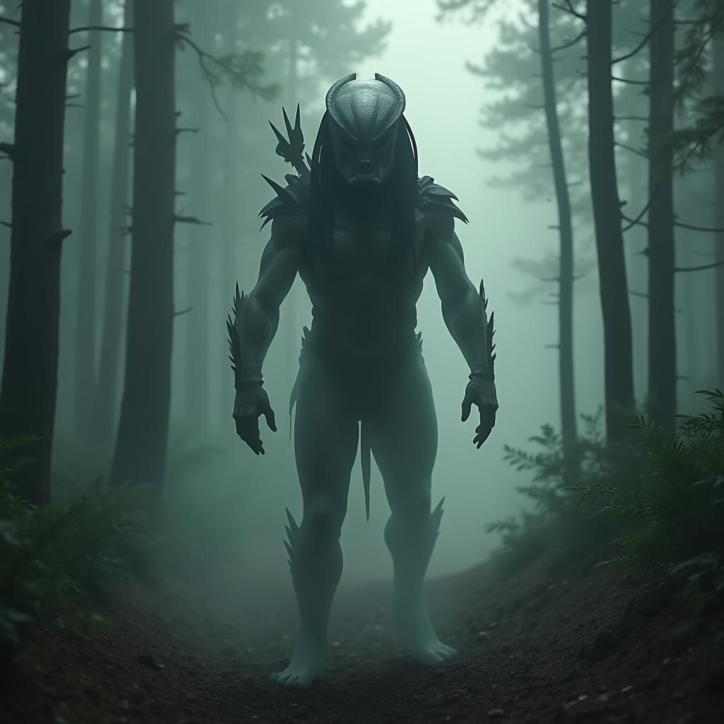 Camouflaged Figure in Forest, Predator-like Cloaking