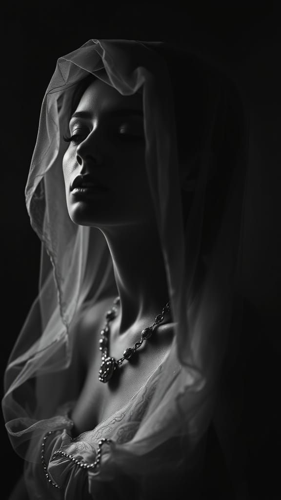 Surreal Lady in Chiaroscuro Lighting