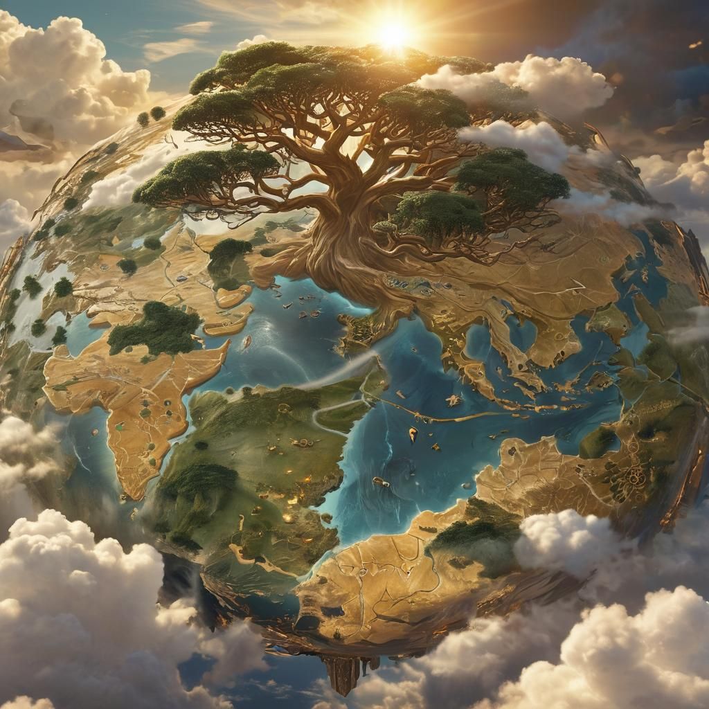 Detailed Fantasy World Map with Mystical Elements