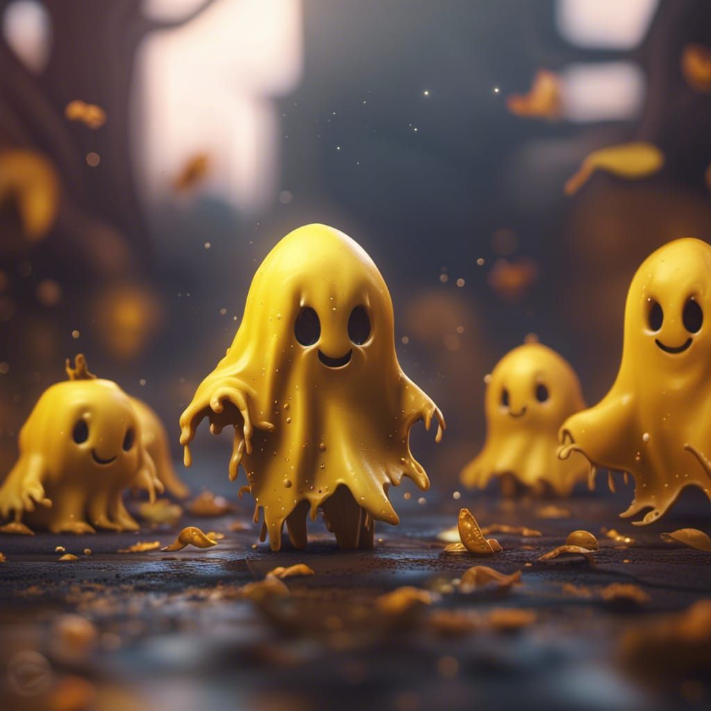 Cute Yellow Ghost in Detailed Matte Painting