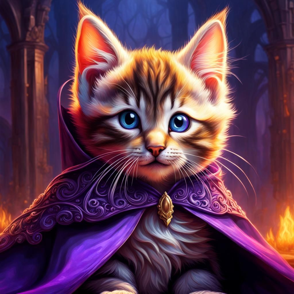 Chibi Kitten Vampire in Pastel Hyperrealism