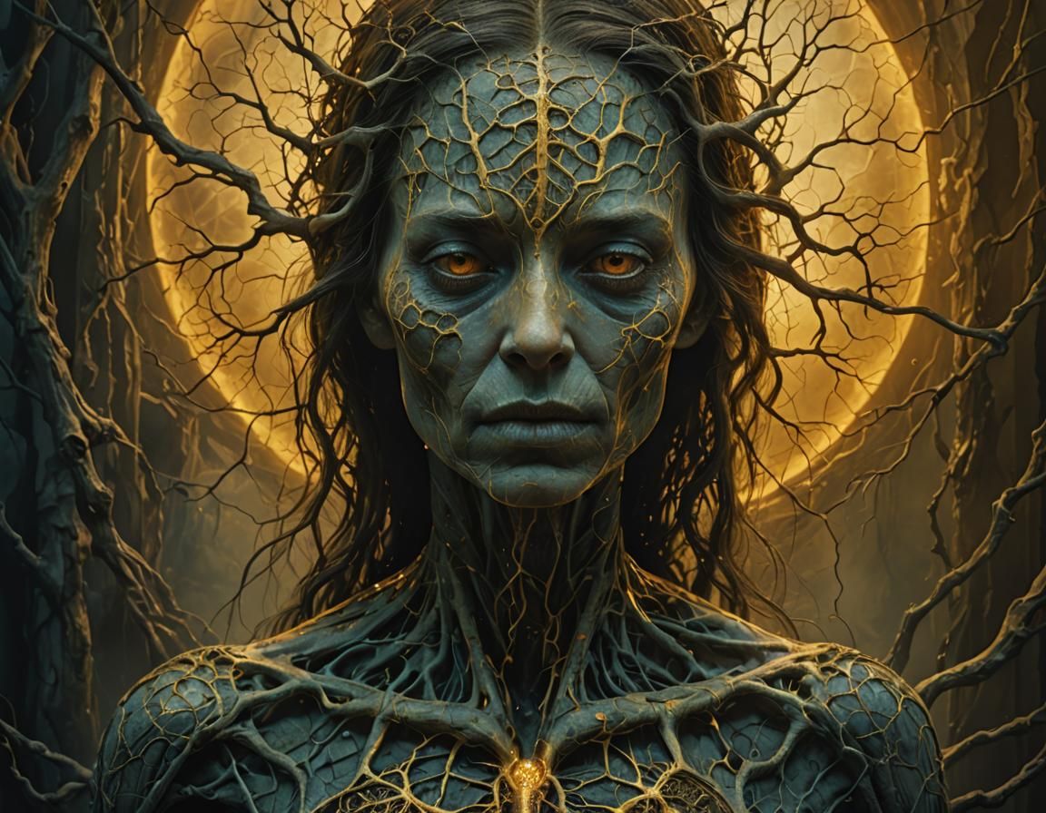 Translucent Woman: Veins and Heart in Glass Skin