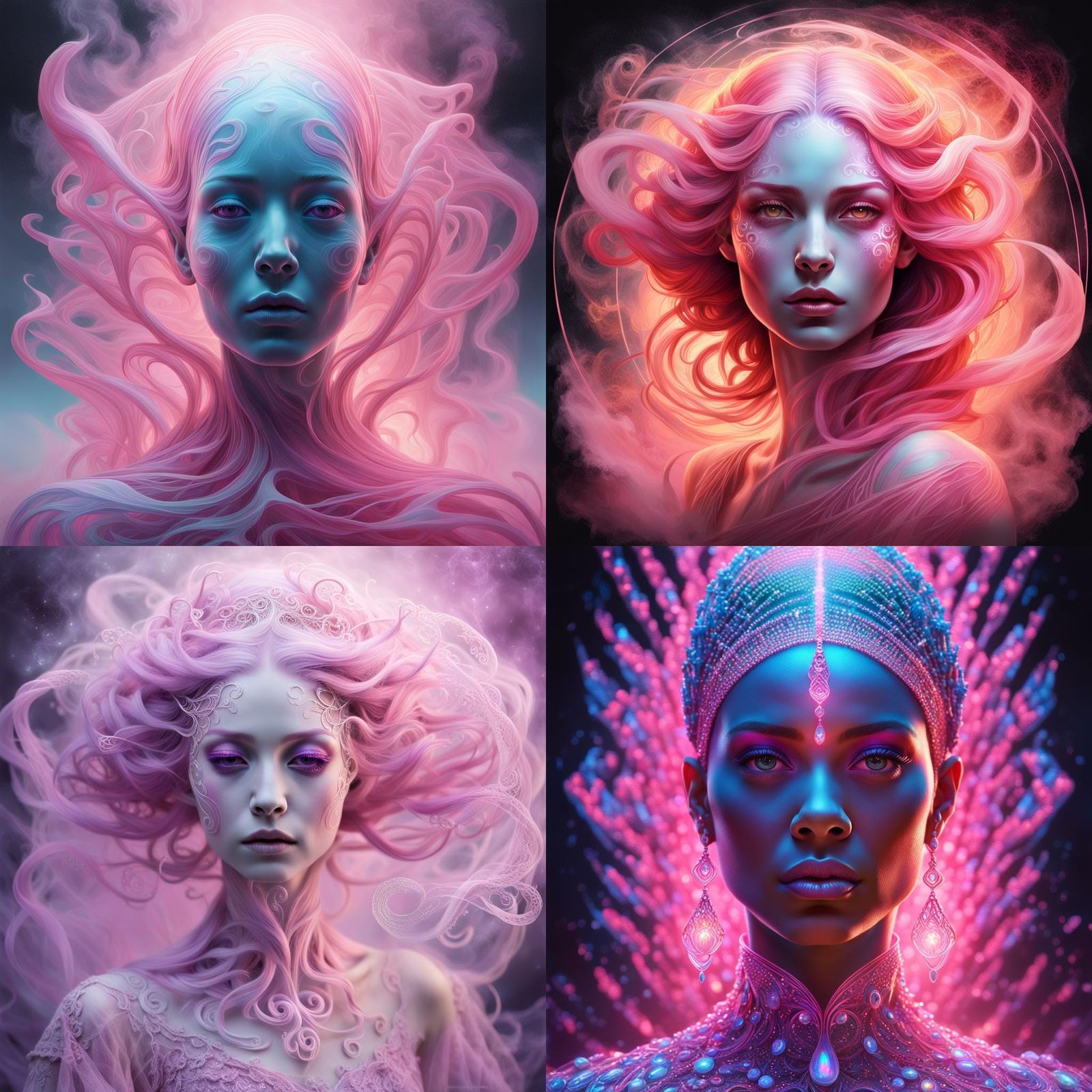 Pink Allure Ghost Portrait in Hyperdetailed Splash Art
