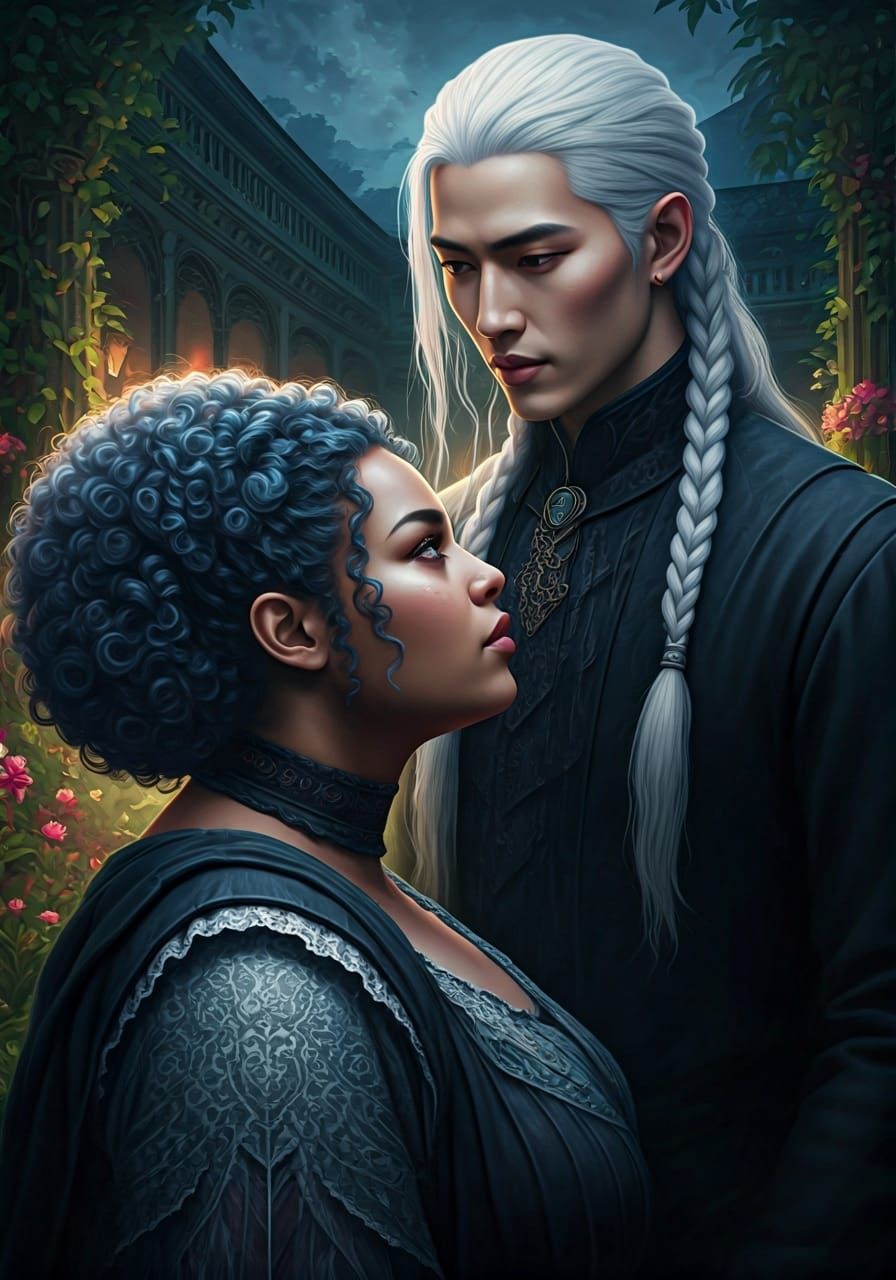 Night Garden Portrait in Hyperdetailed Unreal Engine Style