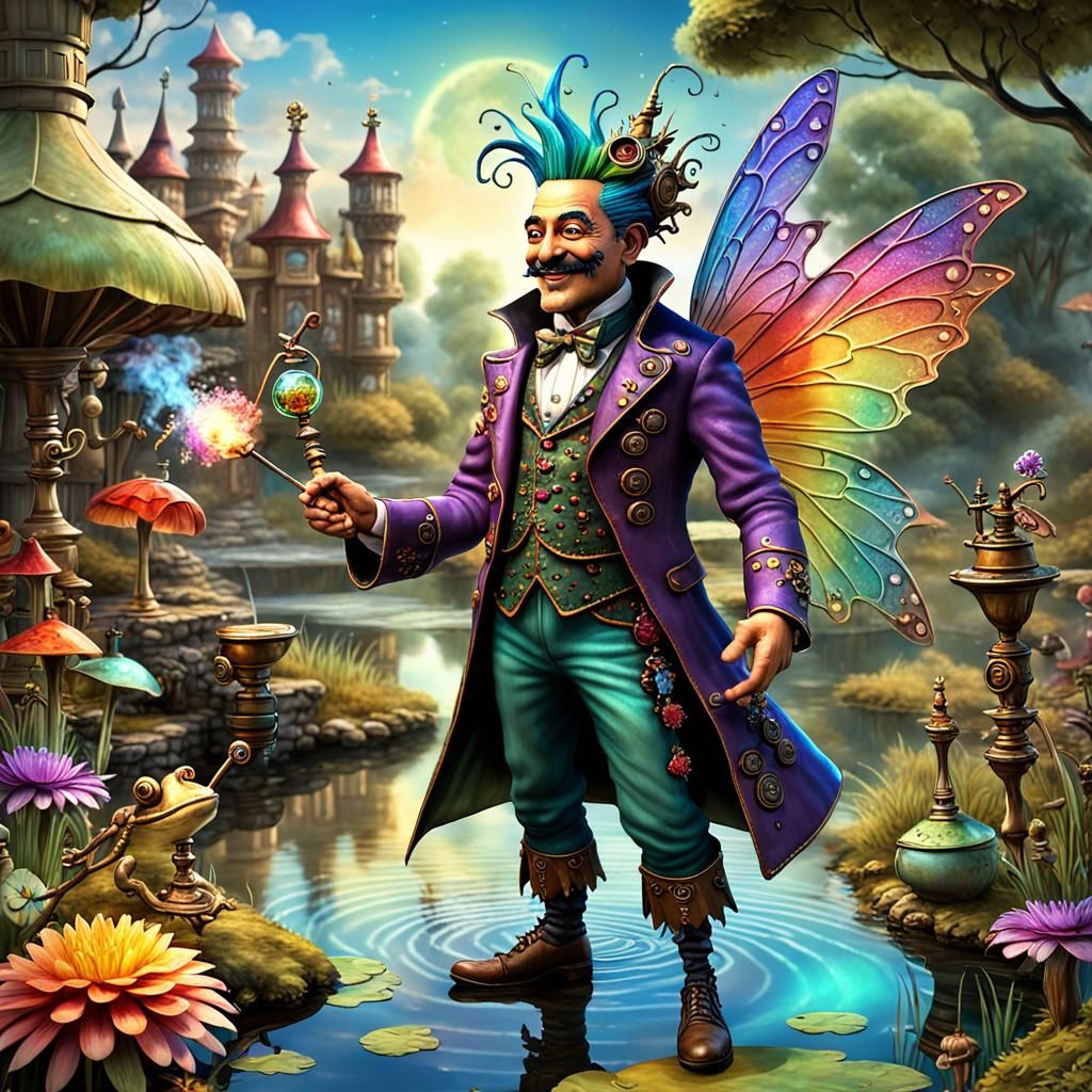 Whimsical Steampunk Fairy Godfather Casts a Spell