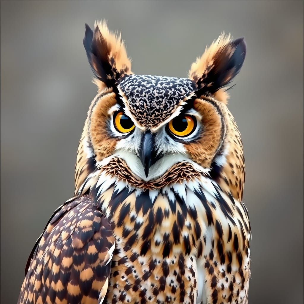 Majestic Great Horned Owl in Regal Repose