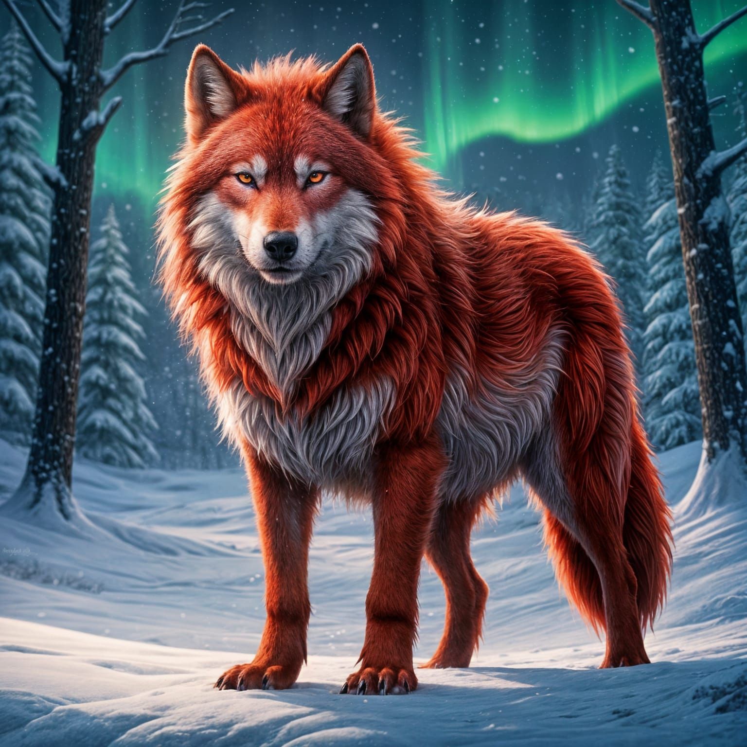 Crimson furred Wolf