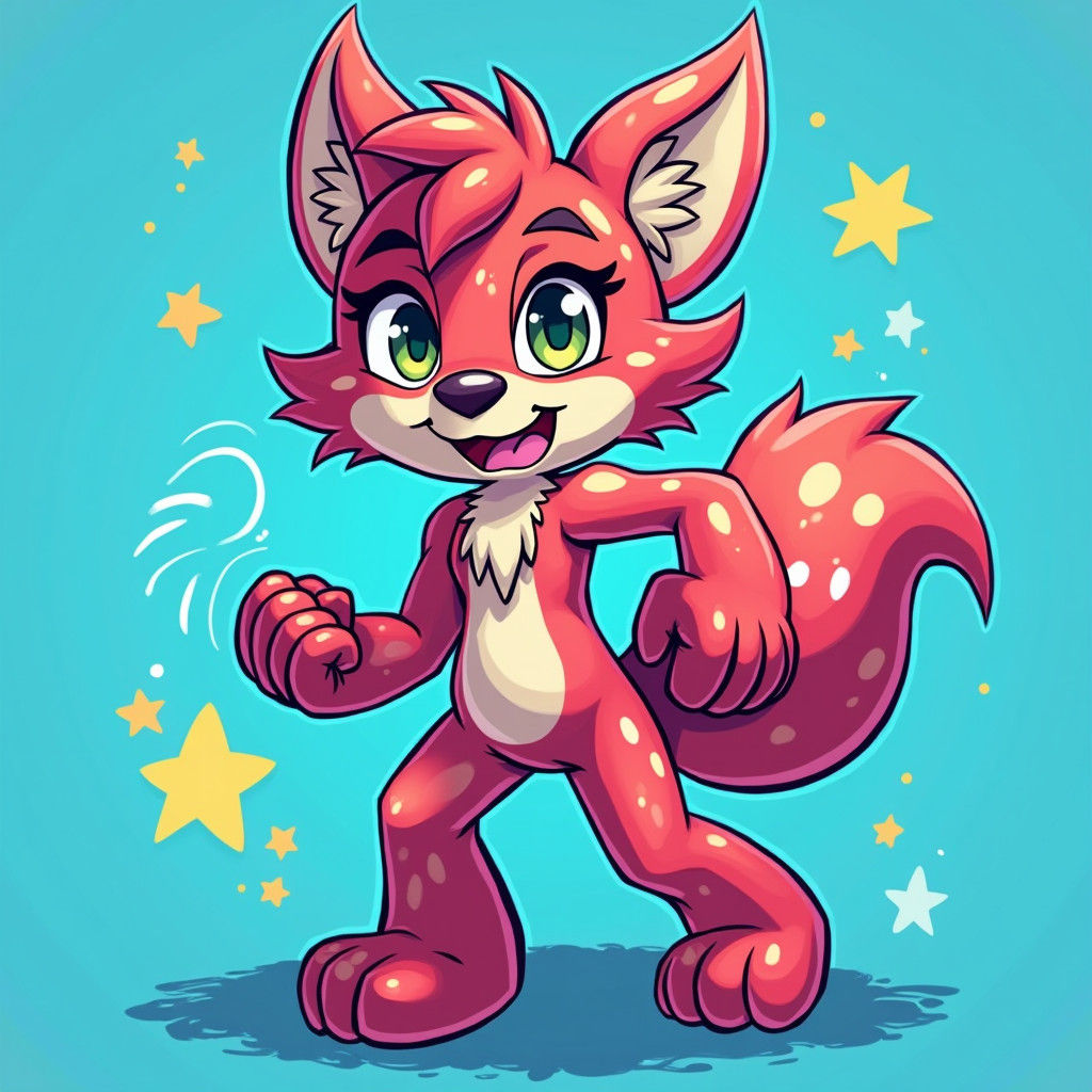 Heroic Furry Character in Roblox-Style Low-Poly World