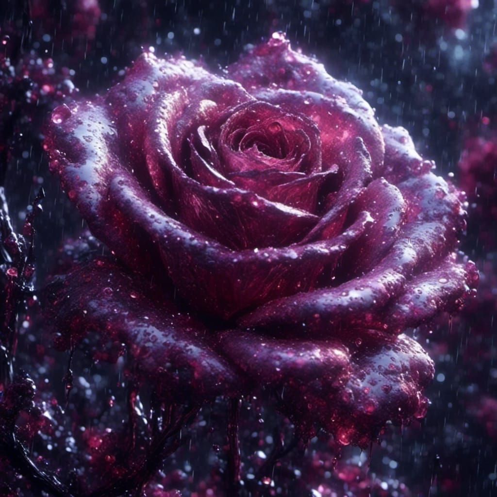 Opalescent Rose in Bloom, Hyper-Detailed and Vibrant