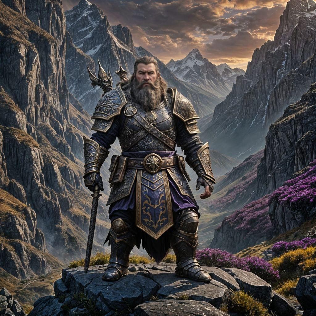Epic Dwarven Warlord Portrait in Dark Fantasy Style