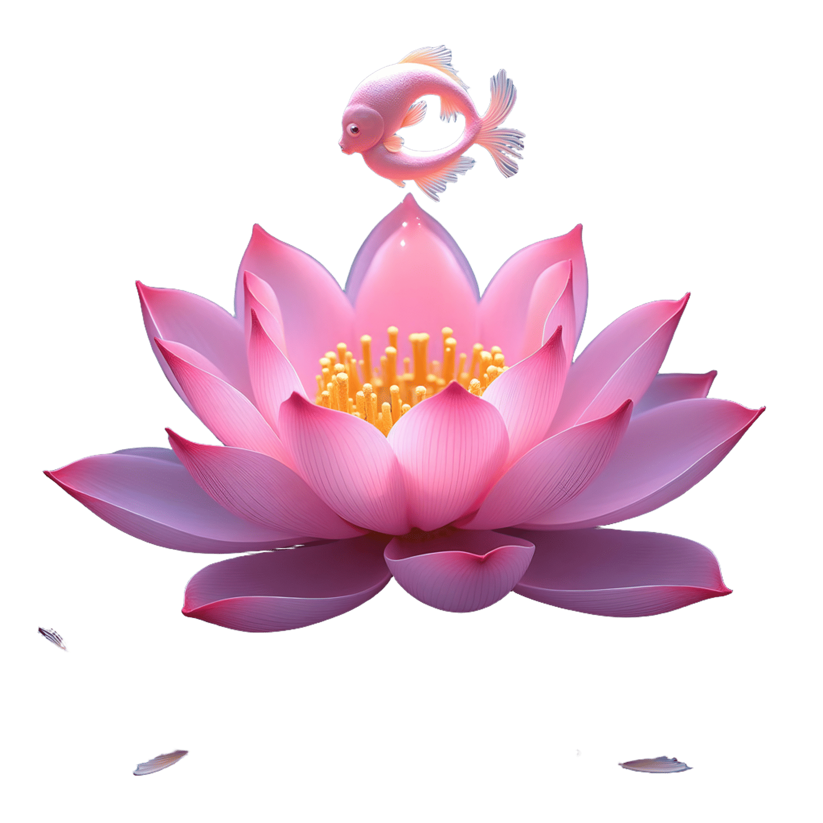 Pink Lotus Flower with Koi Fish: Pisces Sign