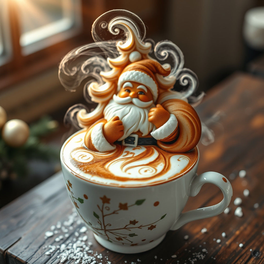 Magical Santa Claus Latte Art Design