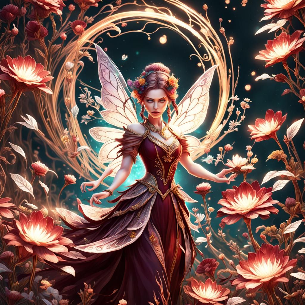 Magical Fairy Grows Flowers: Fantasy Concept Art