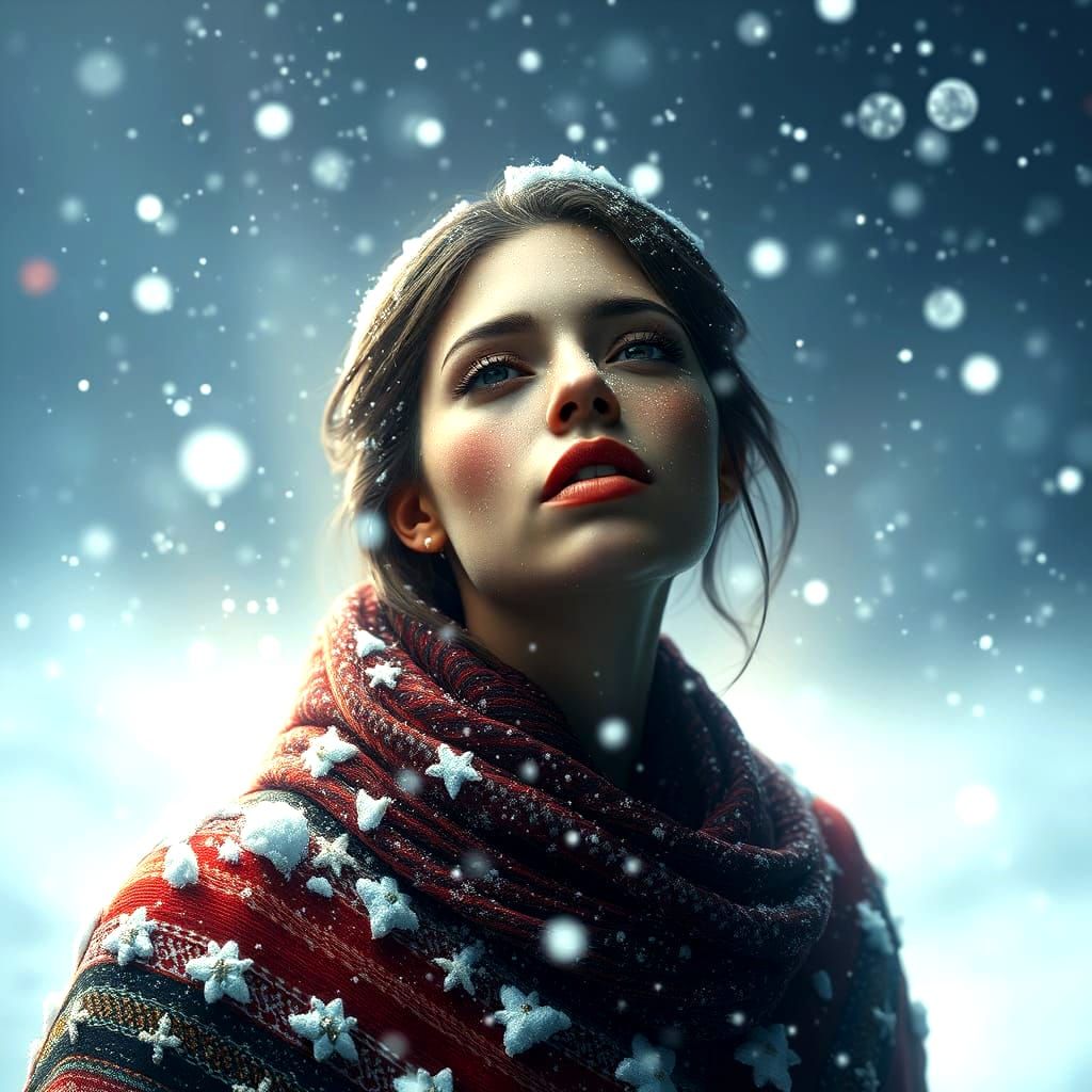 Whispers of Heaven: Snow Falls Softly on a Dreamer's Skin