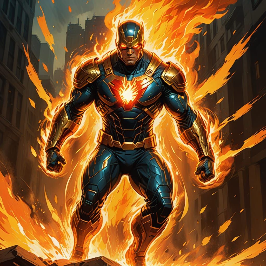 Unconquered Flame Superhero Concept Art