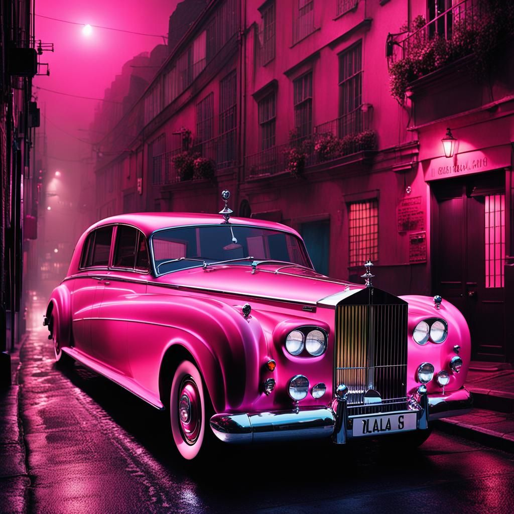 FAB 1 Pink Rolls Royce in Misty Alleyway