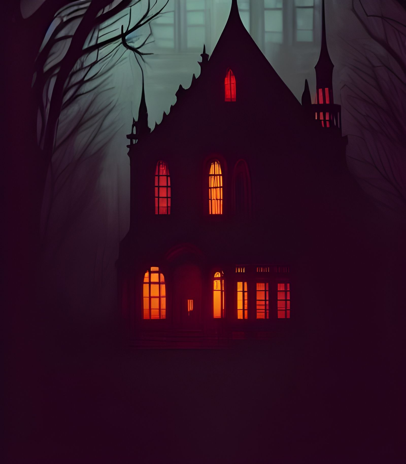 Eerie Haunted Victorian Palace in Hyperrealism Style