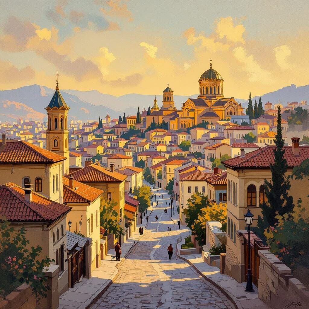 Tbilisi Cityscape in Romantic Style