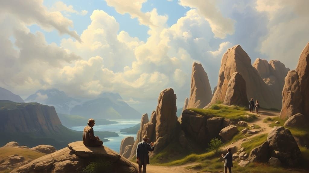 Museum Display: Creation of First Life as Oil Painting